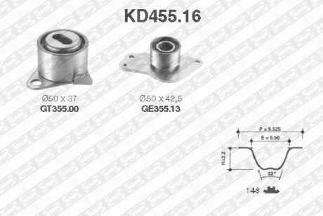 Комплект ремня ГРМ SNR NTN KD455.16