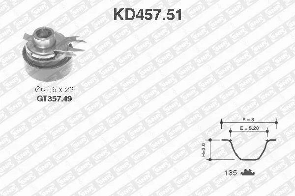 Комплект ремня ГРМ SNR NTN KD45751 (фото 1)