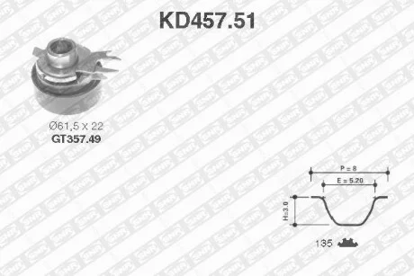 Комплект ремня ГРМ SNR NTN KD45751