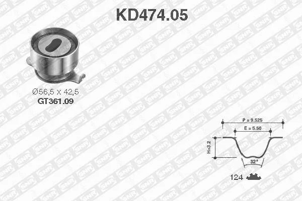 Комплект ремня ГРМ SNR NTN KD47405 (фото 1)