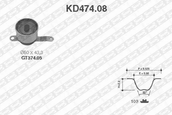Комплект ремня ГРМ SNR NTN KD47408 (фото 1)
