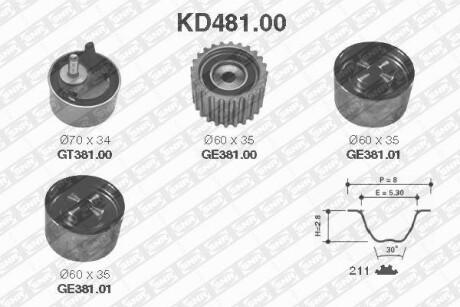 Комплект ремня ГРМ SNR NTN KD481.00