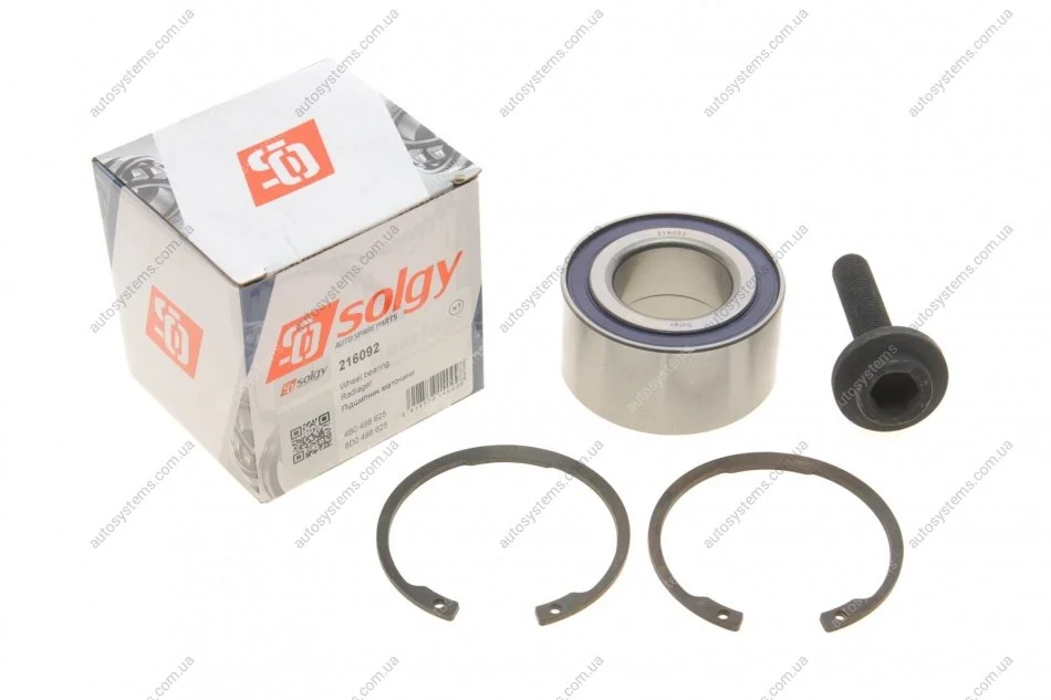 Підшипник маточини (передньої) Audi A4/A6/VW Passat 95-05 (39x75x37) (к-кт) Solgy 216092 (фото 1)