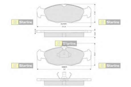 Тормозные колодки дисковые, комплект STARLINE BD S024