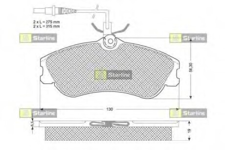 Тормозные колодки дисковые, комплект STARLINE BD S035