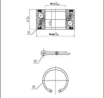 Подшипник передней ступицы колеса, комплект STARLINE LO 00736