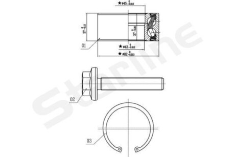 Подшипник передней ступицы колеса, комплект STARLINE LO 01356