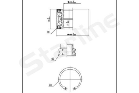 Подшипник ступицы колеса, комплект STARLINE LO 01401