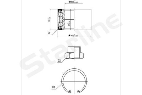 Подшипник передней ступицы колеса, комплект STARLINE LO 01432