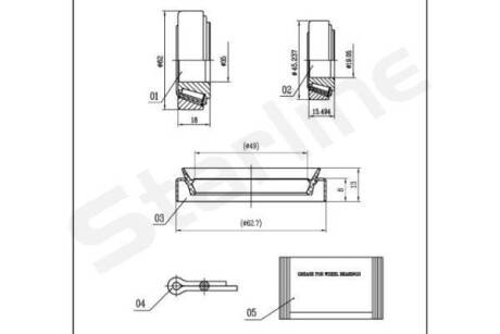 Подшипник ступицы колеса, комплект STARLINE LO 01465