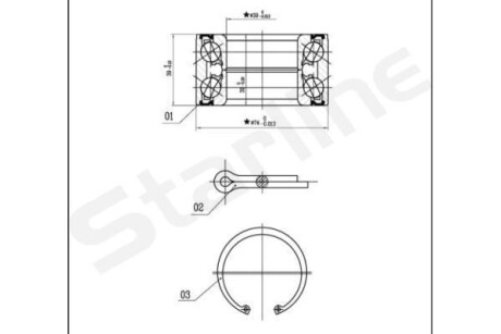 Подшипник ступицы колеса, комплект STARLINE LO 03410