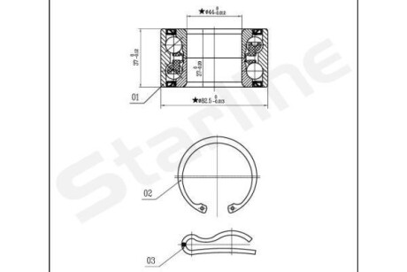 Подшипник передней ступицы колеса, комплект STARLINE LO 03423