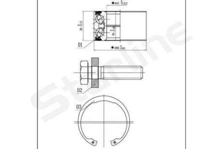 Подшипник ступицы колеса, комплект STARLINE LO 03449