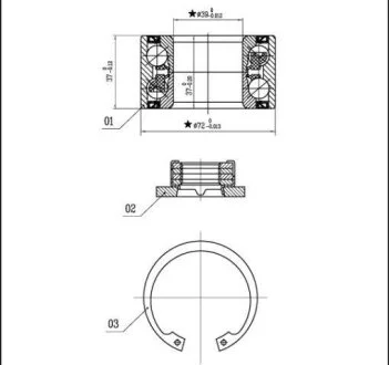 Подшипник ступицы колеса, комплект STARLINE LO 03531