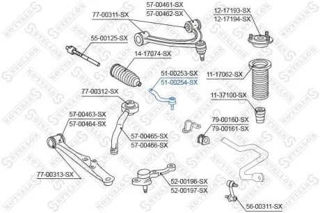 Наконечник рулевой тяги правый STELLOX 51-00254-SX