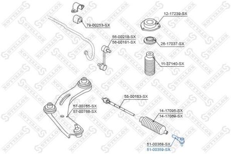 Наконечник рулевой тяги правый STELLOX 51-00359-SX