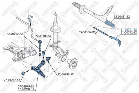 Наконечник поперечной рулевой тяги STELLOX 51-00791-SX