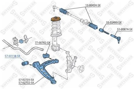 Сайлентблок переднего рычага передний STELLOX 57-03118-SX