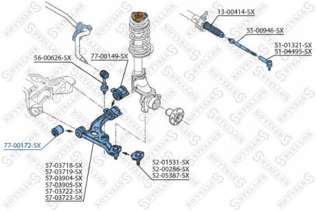 Сайлентблок переднего рычага подвески STELLOX 77-00172-SX