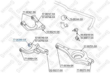 Сайлентблок переднего нижнего рычага STELLOX 77-00388-SX