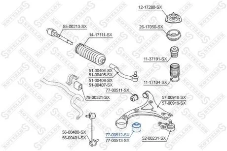 Сайлентблок рычага подвески STELLOX 77-00512-SX