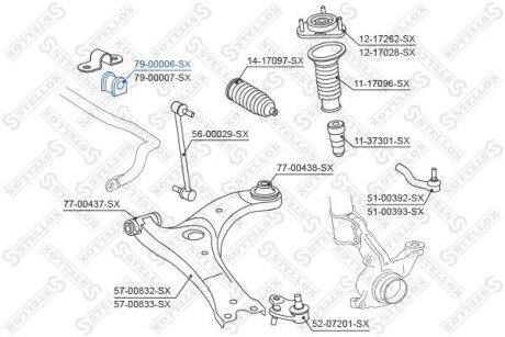 Втулка стабилизатора переднего левая STELLOX 79-00006-SX