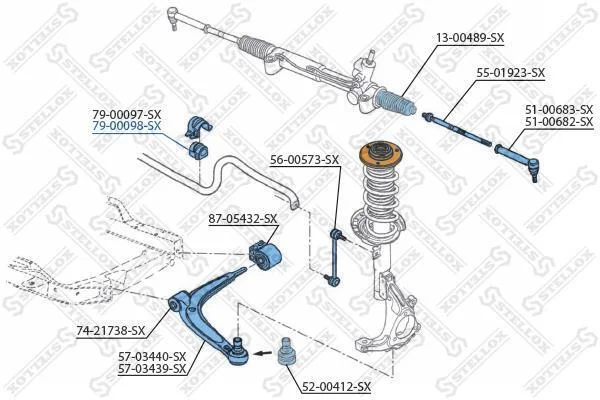 Втулка стабилизатора переднего STELLOX 79-00098-SX (фото 1)