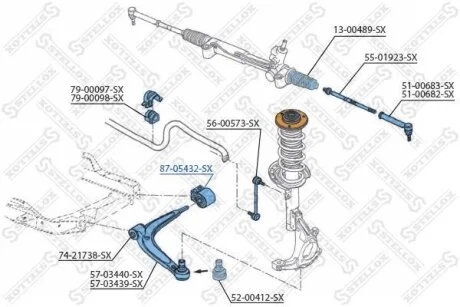Сайлентблок переднего рычага подвески левый STELLOX 87-05432-SX