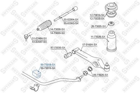 Втулка стабилизатора переднего STELLOX 89-73018-SX