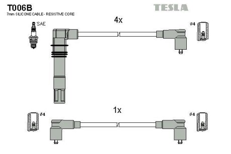 Провода высоковольтные, комплект TESLA T006B