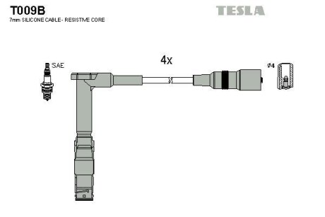 Провода высоковольтные, комплект TESLA T009B