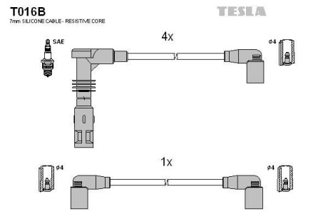 Провода высоковольтные, комплект TESLA T016B