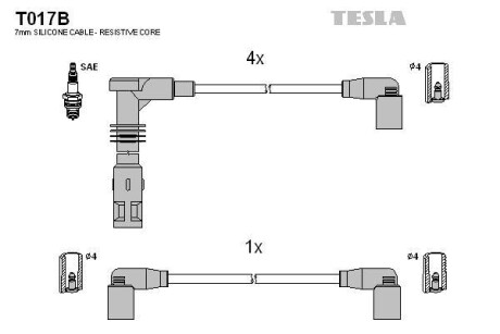 Провода высоковольтные, комплект TESLA T017B