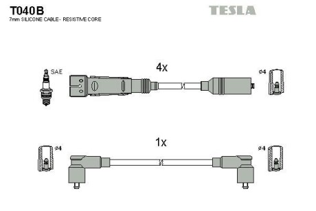 Провода высоковольтные, комплект TESLA T040B