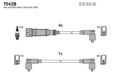 Провода высоковольтные, комплект TESLA T042B