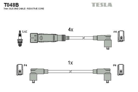 Провода высоковольтные, комплект TESLA T048B