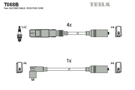 Провода высоковольтные, комплект TESLA T068B