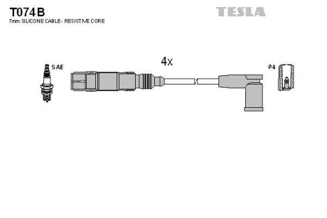 Провода высоковольтные, комплект TESLA T074B