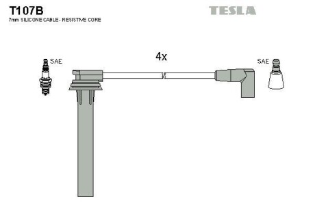 Провода высоковольтные, комплект TESLA T107B