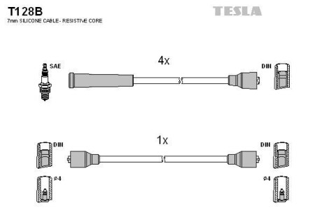 Провода высоковольтные, комплект TESLA T128B