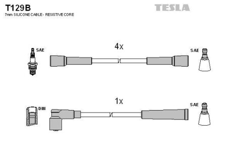 Провода высоковольтные, комплект TESLA T129B