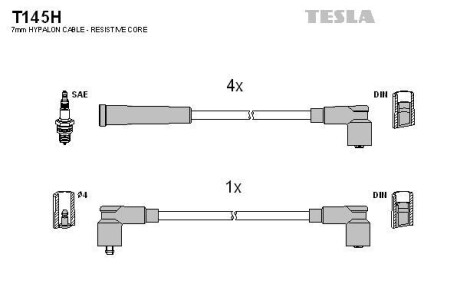 Провода высоковольтные, комплект TESLA T145H