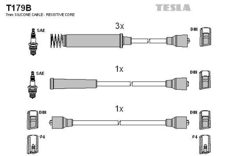 Провода высоковольтные, комплект TESLA T179B