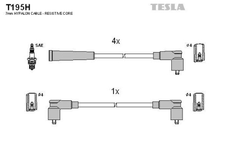 Провода высоковольтные, комплект TESLA T195H