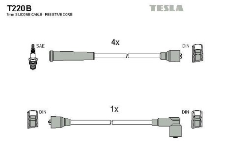 Провода высоковольтные, комплект TESLA T220B