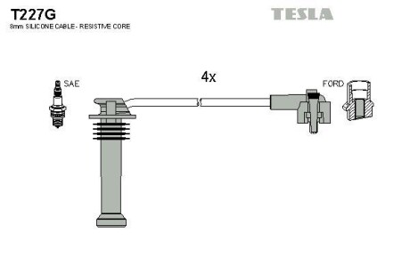 Провода высоковольтные, комплект TESLA T227G