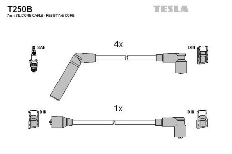 Провода высоковольтные, комплект TESLA T250B