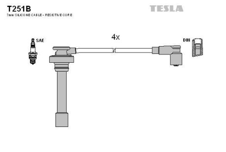 Провода высоковольтные, комплект TESLA T251B