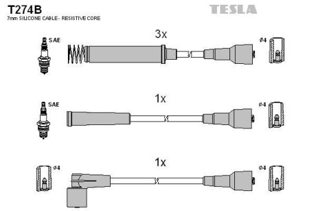 Провода высоковольтные, комплект TESLA T274B