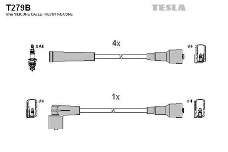 Провода высоковольтные, комплект TESLA T279B